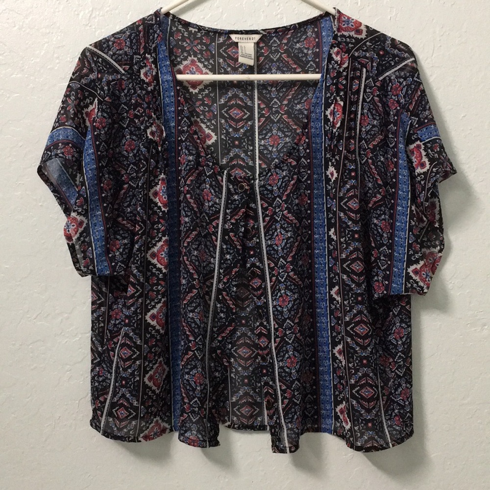 Forever 21 patterned chiffon top